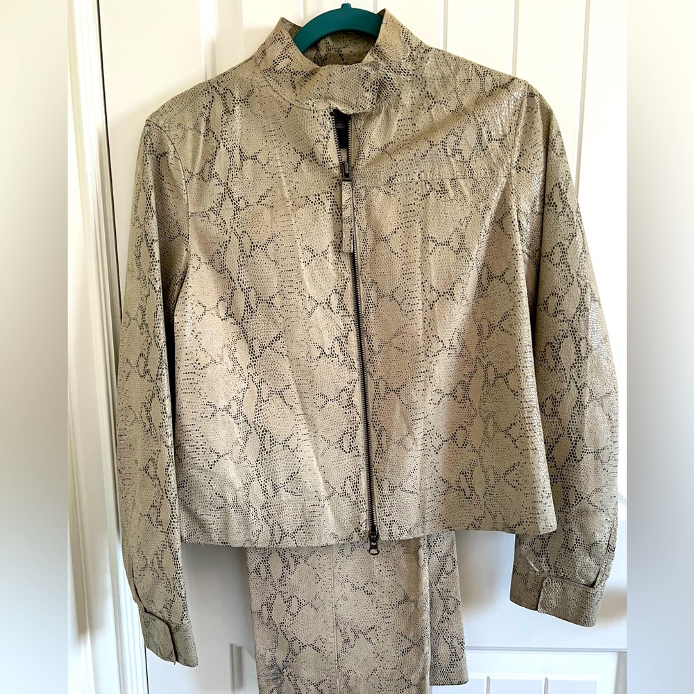 Vintage women leather snakeskin pant suit